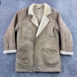 Hide Society Sheepskin Shearling Coat Mens 46 Brown Suede Leather Canada Poland